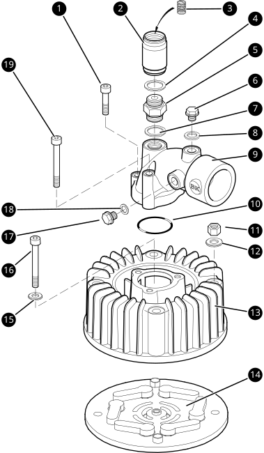 Ventilkopf Stufe 1 mit Lamellenventil